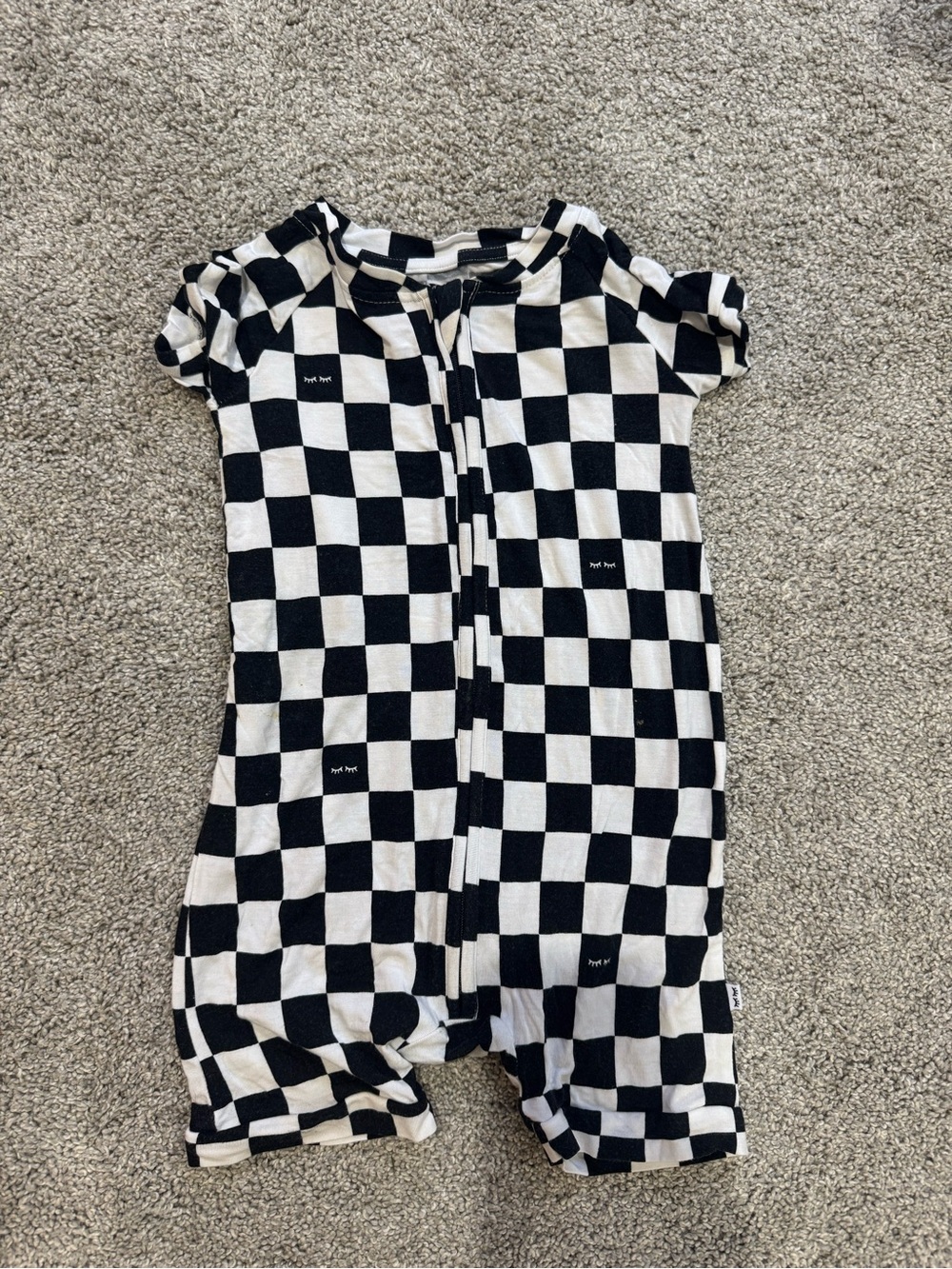 Little Sleepies Play Collection Black & White Checkerboard Shorty